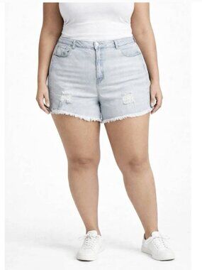 Lane Bryant Distressed Girlfriend Shorts Raw Hem Plus Size 24